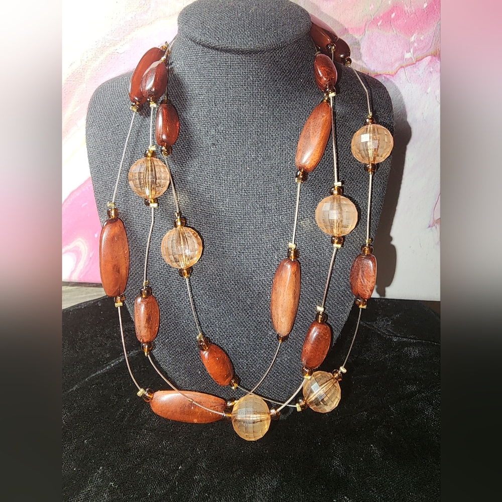 MAHOGANY COLORED  3 STRAND WIRE BEADED CHOKER